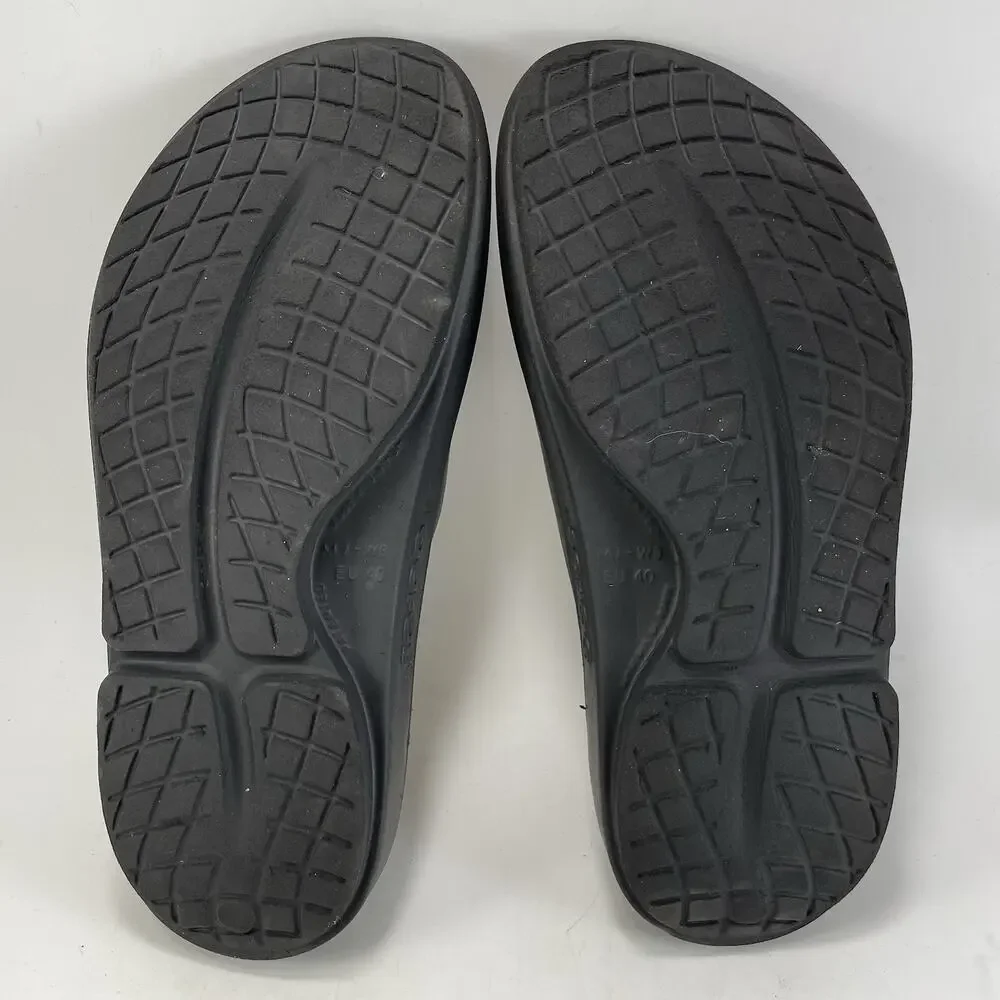 Oofos OOahh Recovery Slides Mens Size 7 Black Synthetic Comfort Athletic Sandal